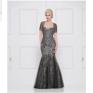 NWT Marsoni Gunmetal and Black 12 Formal Evening Gown/Mother of the Bride/Groom